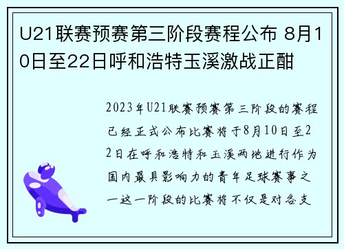 U21联赛预赛第三阶段赛程公布 8月10日至22日呼和浩特玉溪激战正酣